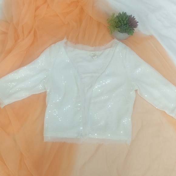 Trinity sequines White Jacket 3/4 Sleeve sz small - Picture 5 of 10